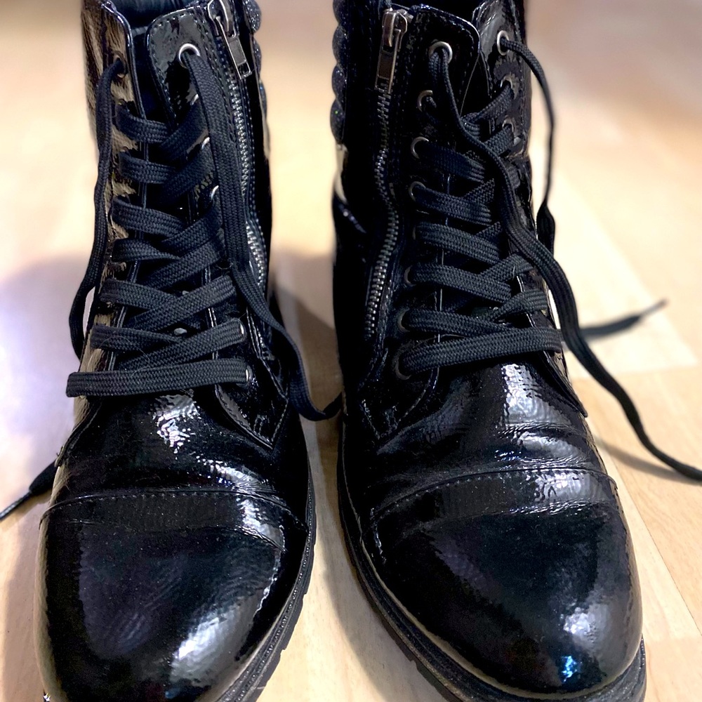 Black leather boots